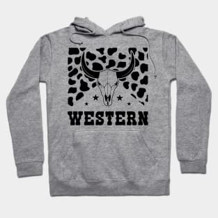 Western Sign, Cow Skin, Bull Skull, Cowboy Hoodie